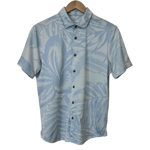Tommy Bahama Islandzone Mens Medium Floral Button Up Shirt Short Sleeve Blue - Picture 2 of 9